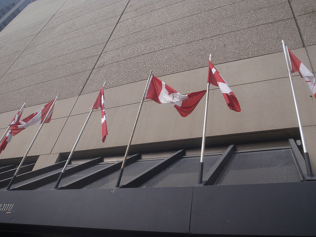 "Urban Canadian Flags at HBC" by PinkMoose (Anthony Easton)