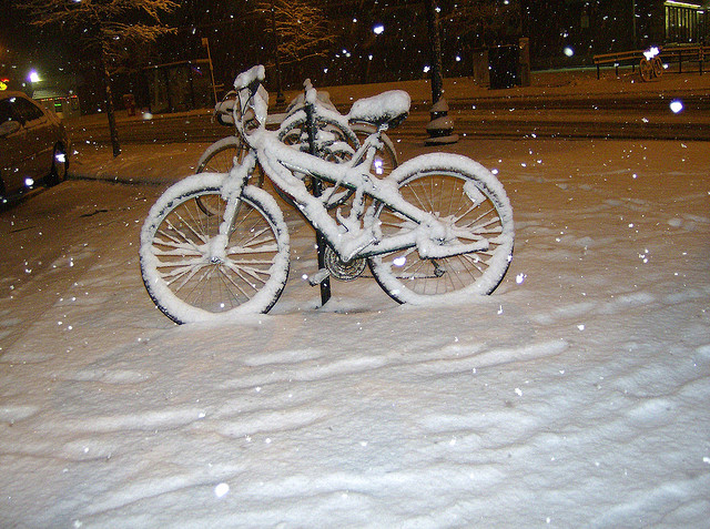 "A Bicycle in Winter Snow in Arlington, Virginia" image by *Sally M* (Sally Mahoney)