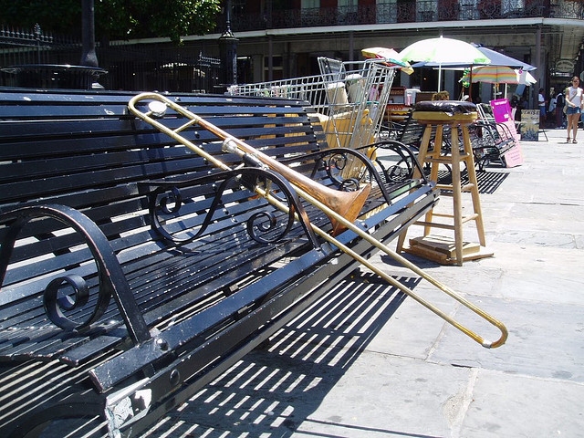 "Jazz Trombone on a bench in New Orleans" image by Greg Younger (gregor_y)