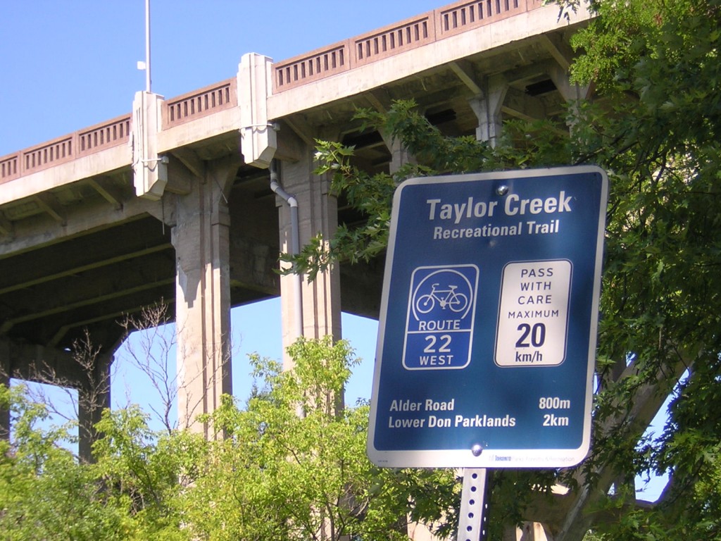 "A Sign in Taylor Creek Park near the O'Connor Bridge in Toronto" image (c) by Mike DeHaan